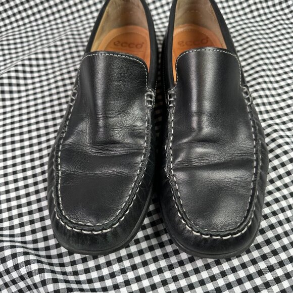 ECCO Classic Moc Black Leather Slip On Driving Loafers Size EU 44 / US 10.5